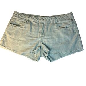 Jolt ⚡️ Sage Green Cotton Linen Mix Raw Edge Shorts